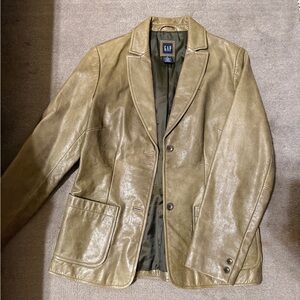 GAP women’s size Small olive green vintage leather Jacket